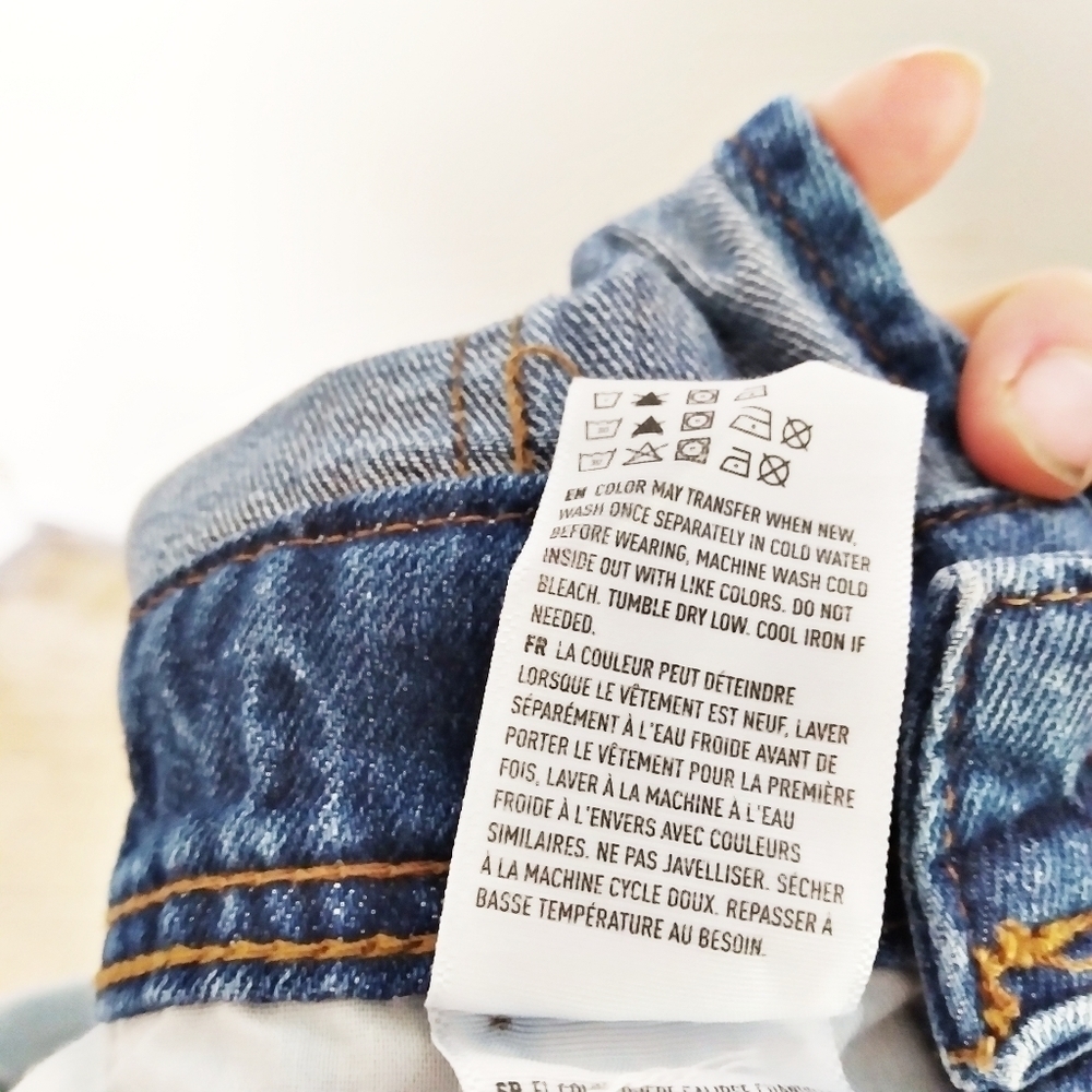 American Eagle Outfitters Short Denim Distressed Medium Wash Overalls Size Xs - Picture 10 of 10